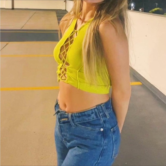 Urban Outfitters Tops - Urban Outfitters Halter Tie Open Top in Green Size XS/S